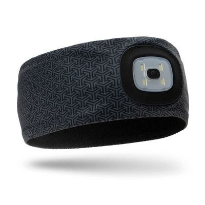 Gone For a Run Running LED Performance Fleece-Lined Reversible Headband | 3 Light Modes | Midnight