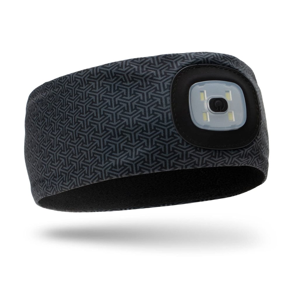 Gone For a Run Running LED Performance Fleece-Lined Reversible Headband | 3 Light Modes | Midnight