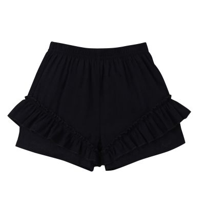 Digood Toddler Girls Boys Casual Shorts Kids Soild Fashion Ruffle Beach Short Pants Summer Elastic Waist Shorts(Black,18-24 Months)