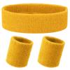 Yolev 3-Piece Athletic Sweatband Set for Sports - Headband and Wristbands for Men and Women (Yellow) view 1