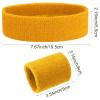 Yolev 3-Piece Athletic Sweatband Set for Sports - Headband and Wristbands for Men and Women (Yellow) view 3