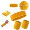Yolev 3-Piece Athletic Sweatband Set for Sports - Headband and Wristbands for Men and Women (Yellow) view 4