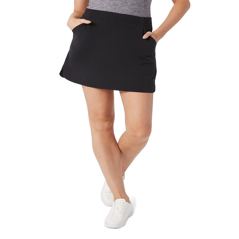 32 Degrees Cool Women's Stretch Woven Skort | Slip-On | Elastic Waistband | Office | Tennis | Golf, Black, Medium