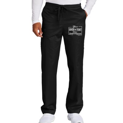 TEEAMORE Custom Emroidered Medical Scrub Cargo Pant Add Your Embroidery Name Text Unisex Adult Scrub Pant Black