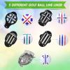 16 Packs Golf Ball Marker Golf Accessories 12 Golf Ball Marking Stencils Letter Stencils Kit Golf Ball Liner Line Marker Template 4 Color Line Markers Pens Golf Ball Alignment and Identification Tool view 3