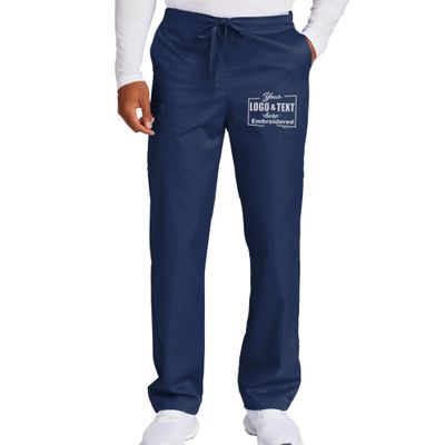 TEEAMORE Custom Emroidered Medical Scrub Cargo Pant Add Your Embroidery Name Text Unisex Adult Scrub Pant Navy