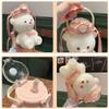 Kawaii Bear Straw Bottle, Large Kawaii Bear Shaped Water Bottle with Straw and Carrying Loop Adjustable Shoulder Strap, Cute Portable Water Bottles for Women Girls Sports Camping Picnic Hiking Travel view 3