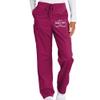 TEEAMORE Custom Emroidered Medical Scrub Cargo Pant Add Your Embroidery Name Text Unisex Adult Scrub Pant Wine view 3