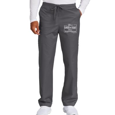 TEEAMORE Custom Emroidered Medical Scrub Cargo Pant Add Your Embroidery Name Text Unisex Adult Scrub Pant Pewter