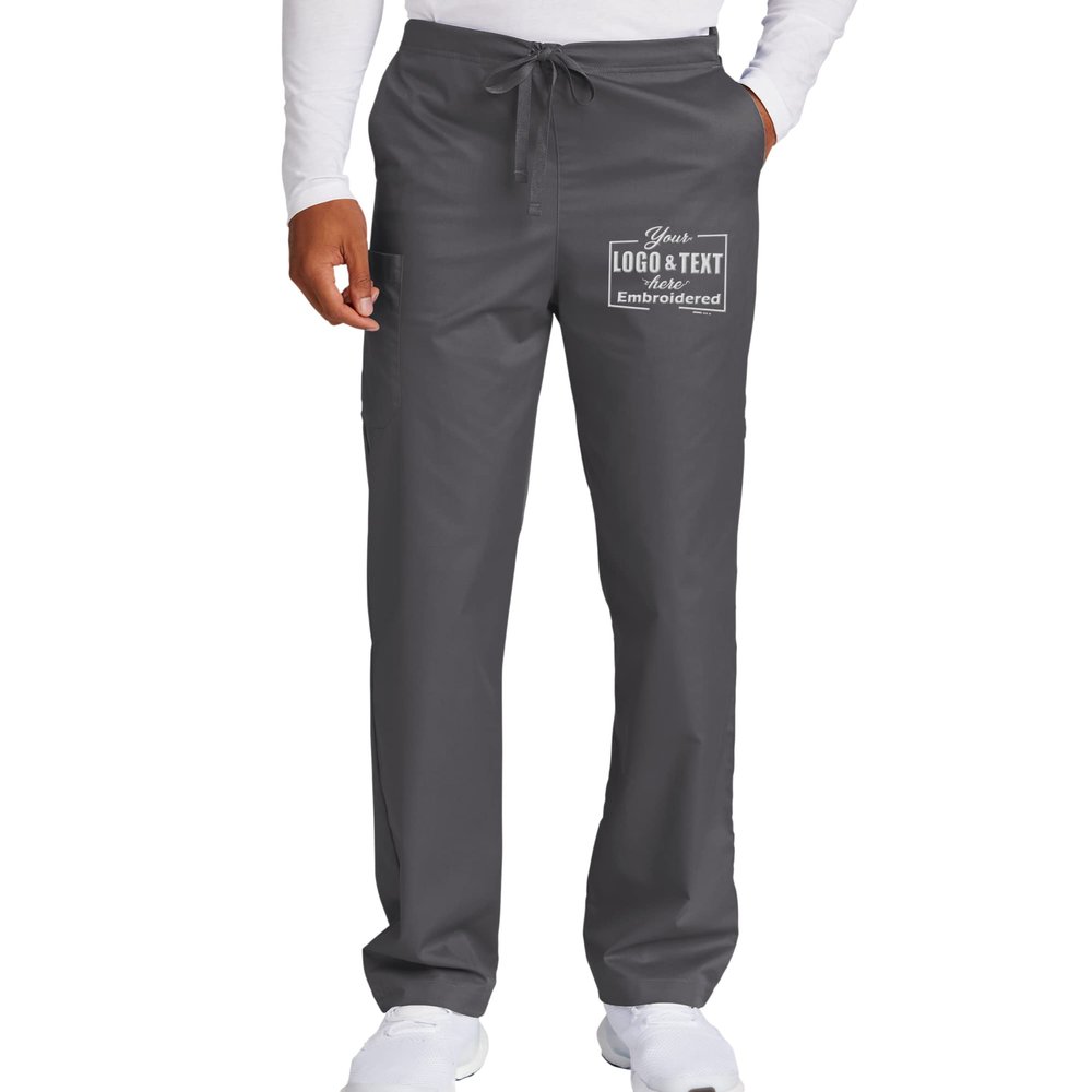 TEEAMORE Custom Emroidered Medical Scrub Cargo Pant Add Your Embroidery Name Text Unisex Adult Scrub Pant Pewter