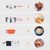 KingCamp Camping Cookware Mess Kit, 25pcs Backpacking Gear Cooking Equipment, Lightweight Pots and Pans with Folding Knife and Fork Set for 3-4 Person view 4