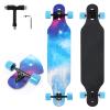 TLHB Longboard Skateboard, 41 Inch Drop Through Longboard Complete 9-Ply Nature Maple Premium Cruiser Long Board for Adults, Teens and Kids - High-Speed Bearings & T-Tool-Starry Sky view 1