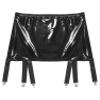 ACSUSS Womens Wet Look Patent Leather Garter Belt High Waist Suspenders with Six Metal Buckle Clips Black 4X-Large view 3
