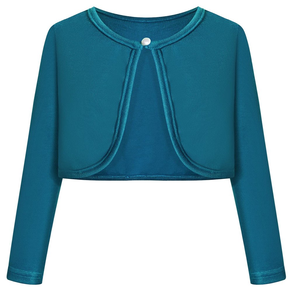 Bonny Billy Girls' Long Sleeve Knit Bolero Cardigans Jacket Cover Up Sweater 4-5 Years Dark Green