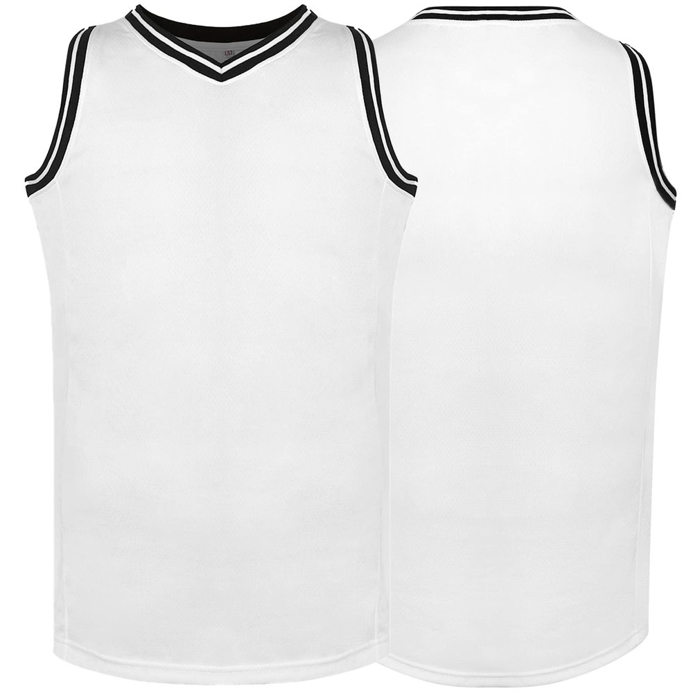 Blank Basketball Jersey Reversible Men's Mesh Athletic Sports Shirts Training Practice S-3XL (Small, White)