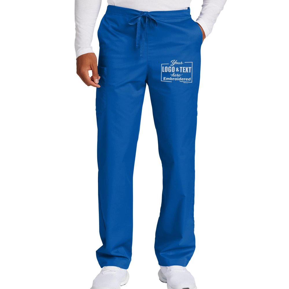 TEEAMORE Custom Emroidered Medical Scrub Cargo Pant Add Your Embroidery Name Text Unisex Adult Scrub Pant Royal