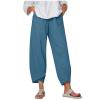 QWENTMTNTY Plus Size Capris Pants for Women Cotton Linen Wide Leg Casual Summer Comfy High Waisted Loose Crop Pants Pockets view 1