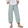 QWENTMTNTY Plus Size Capris Pants for Women Cotton Linen Wide Leg Casual Summer Comfy High Waisted Loose Crop Pants Pockets view 1