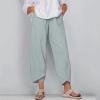 QWENTMTNTY Plus Size Capris Pants for Women Cotton Linen Wide Leg Casual Summer Comfy High Waisted Loose Crop Pants Pockets view 2