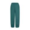 QWENTMTNTY Plus Size Capris Pants for Women Cotton Linen Wide Leg Casual Summer Comfy High Waisted Loose Crop Pants Pockets D-Blue view 3