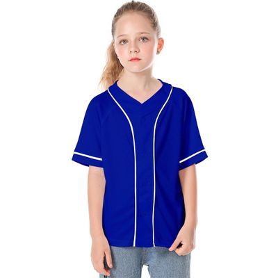 Icibgds Kids Baseball Jersey Button Boys T-Shirt Trendy Hip Hop Street Black and White Short Sleeve Tshirt (Blue, 4T)