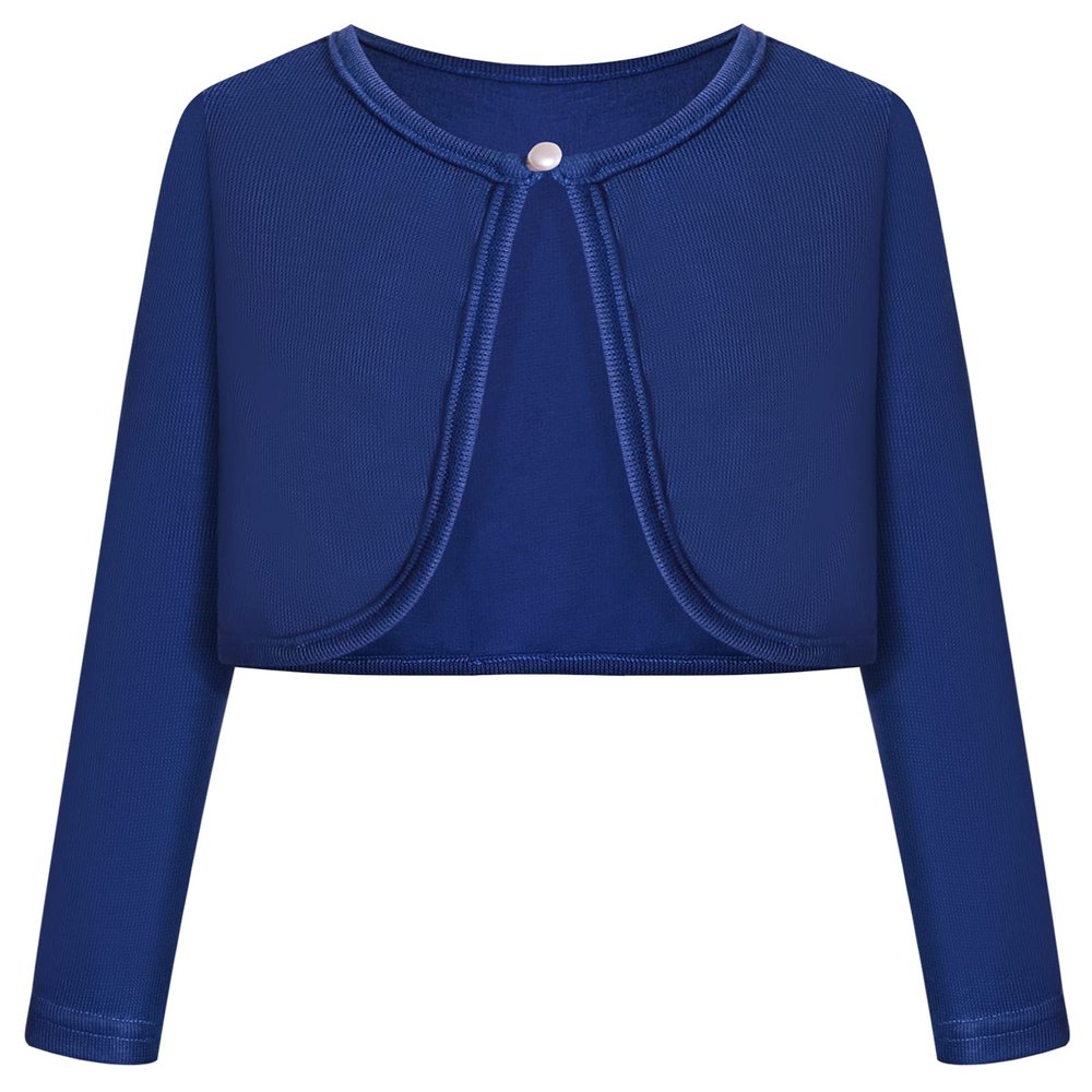 Bonny Billy Girls' Long Sleeve Knit Bolero Cardigans Jacket Cover Up Sweater 4-5 Years Blue