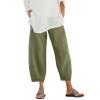 QWENTMTNTY Plus Size Capris Pants for Women Cotton Linen Wide Leg Casual Summer Comfy High Waisted Loose Crop Pants Pockets view 1