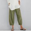 QWENTMTNTY Plus Size Capris Pants for Women Cotton Linen Wide Leg Casual Summer Comfy High Waisted Loose Crop Pants Pockets view 2