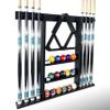 Gacco Billiards Wall Mount Pool Cue Stick Holder, Black Solid Wood Rack for 8 Cues view 1