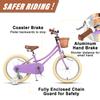 Petimini 18 Inch Little Kids Bike for Age 5 6 7 8 Years Old Girls Retro Vintage Style Bicycles with Basket Training Wheels and Bell, Purple view 2