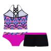 Hansber Kids Girls 3 Piece Tankini Floral Printed Tops with Boyshorts Bottoms Swimsuit Bathing Suit Fuscia 12 view 2