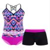 Hansber Kids Girls 3 Piece Tankini Floral Printed Tops with Boyshorts Bottoms Swimsuit Bathing Suit Fuscia 12 view 3