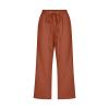 QWENTMTNTY Plus Size Capris Pants for Women Cotton Linen Wide Leg Casual Summer Comfy High Waisted Loose Crop Pants Pockets view 4