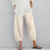 QWENTMTNTY Plus Size Capris Pants for Women Cotton Linen Wide Leg Casual Summer Comfy High Waisted Loose Crop Pants Pockets view 2
