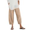 QWENTMTNTY Plus Size Capris Pants for Women Cotton Linen Wide Leg Casual Summer Comfy High Waisted Loose Crop Pants Pockets view 1