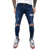 Maiyifu-GJ Mens Ripped Skinny Stretch Jeans Destroyed Tapered Leg Soft Denim Pencil Pants Washed Distressed Jean Trousers (Blue,Medium)