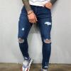 Maiyifu-GJ Mens Ripped Skinny Stretch Jeans Destroyed Tapered Leg Soft Denim Pencil Pants Washed Distressed Jean Trousers (Blue,Medium) view 2