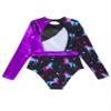 Manyakai Kids Girls One Piece Long Sleeve Open Back Gymnastics Leotards Ballet Dance Bodysuit Tops Purple 12 Years view 4