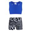 Jhaoyu Girls 2 Piece Tankini Sets Swimsuit Racer Back Crop Top with Print Shorts Bathing Suits Swimwear Beachwear Blue&Black 8-10 Years view 1