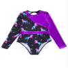 Manyakai Kids Girls One Piece Long Sleeve Open Back Gymnastics Leotards Ballet Dance Bodysuit Tops Purple 10 Years view 3