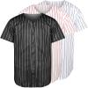 Blank Baseball Button Down Jersey Plain Short Sleeve Hipster Hip Hop T Shirts Jersey (Medium, Str-Black) view 1