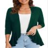 Urban CoCo Women's 3/4 Sleeve Casual Cardigans for Women Trendy Open Front Lightweight Cover Ups (Drak Green, 2XL) view 1
