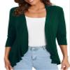 Urban CoCo Women's 3/4 Sleeve Casual Cardigans for Women Trendy Open Front Lightweight Cover Ups (Drak Green, 2XL) view 2