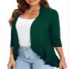 Urban CoCo Women's 3/4 Sleeve Casual Cardigans for Women Trendy Open Front Lightweight Cover Ups (Drak Green, 2XL) view 4