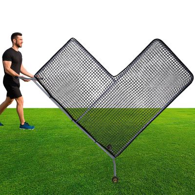 Doubleriver 7x7ft Baseball Softball L Screen for Pitching Practice, Portable Pitcher Safety Screen with Wheels, Steel Frame Protective Guard for Batting Cage Backyard Drills, Coaches, Youth Training