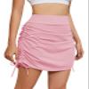Cakulo Athletic Skorts for Woman Drawstring Knee Length Swim Golf Tennis Skirts Pocket Casual High Waist Skirt Light Pink M view 1