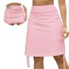 Cakulo Athletic Skorts for Woman Drawstring Knee Length Swim Golf Tennis Skirts Pocket Casual High Waist Skirt Light Pink M view 2