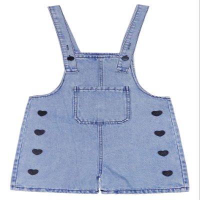 KIDSCOOL SPACE Girls Jeans Shorts,Simple Desgin Heart Printed Summer Denim Shortalls,Light Blue,5-6 Years
