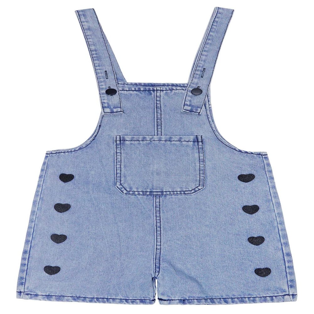 KIDSCOOL SPACE Girls Jeans Shorts,Simple Desgin Heart Printed Summer Denim Shortalls,Light Blue,5-6 Years