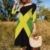 Flare Dress Dress for Womens Summer Top Jamaican Flag Casual V Neck Shift Dress 5XL view 2